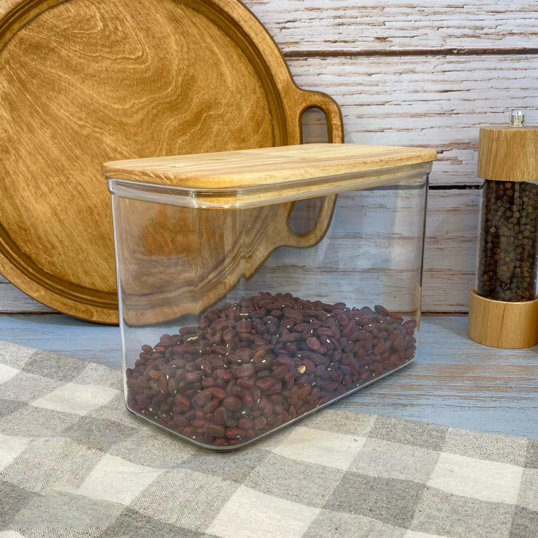 Limon Acrylic Storage Jars with Wooden Lid (Rectangular)
