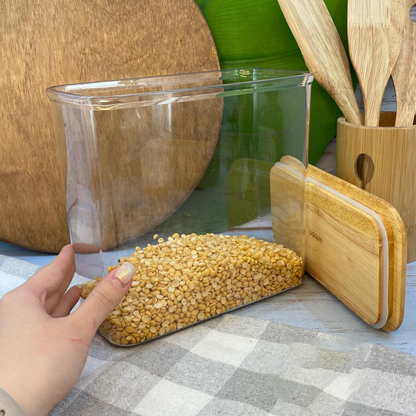 Limon Acrylic Storage Jars with Wooden Lid (Rectangular)