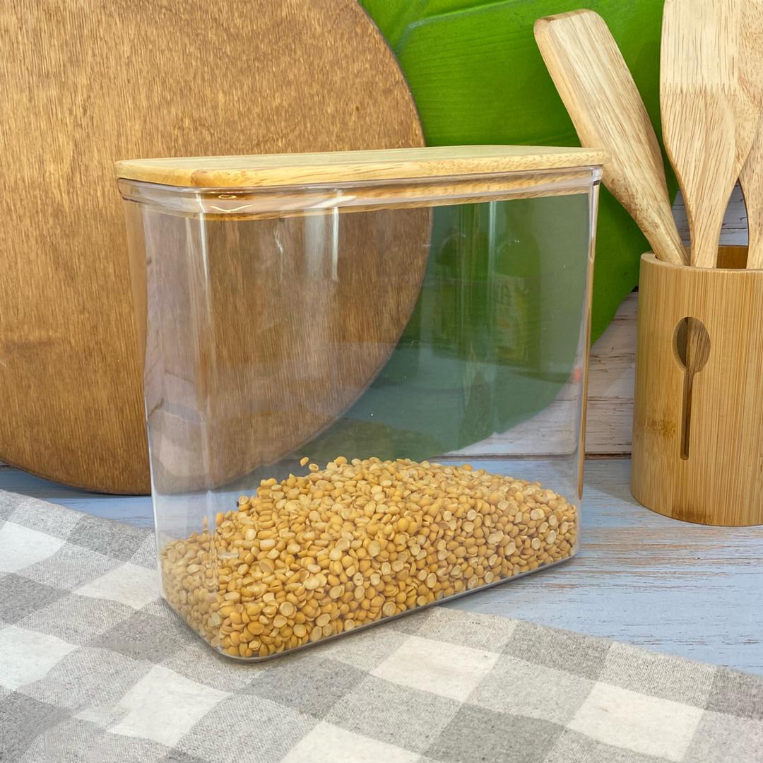Limon Acrylic Storage Jars with Wooden Lid (Rectangular)