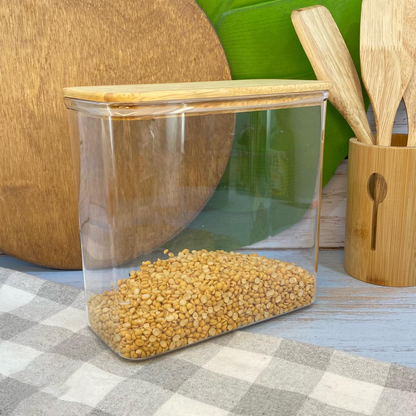 Limon Acrylic Storage Jars with Wooden Lid (Rectangular)