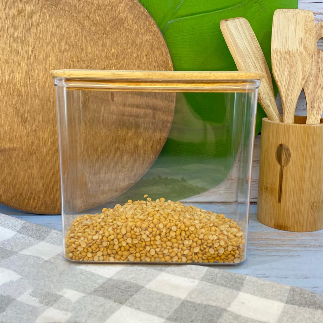 Limon Acrylic Storage Jars with Wooden Lid (Rectangular)
