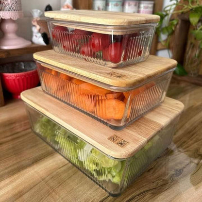 Limon Rectangular Glass Container with Wooden Lid