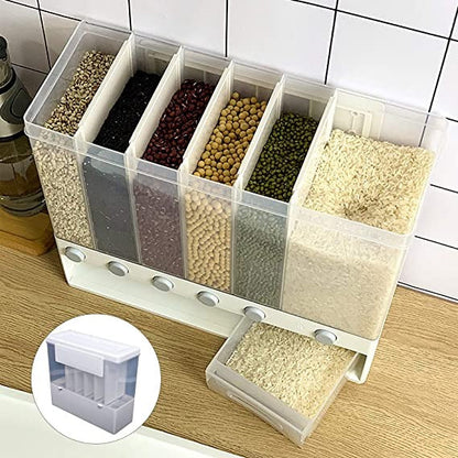 Wall Mounted Cereal & Beans Dispenser With Lids & 6-Partitions!