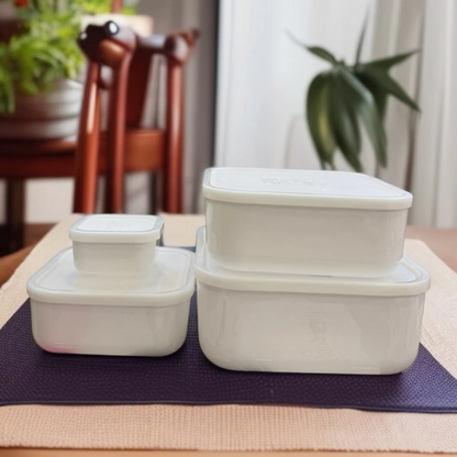 ZIBA Plastic Bowl Set with Airtight Lid 4-Pcs!