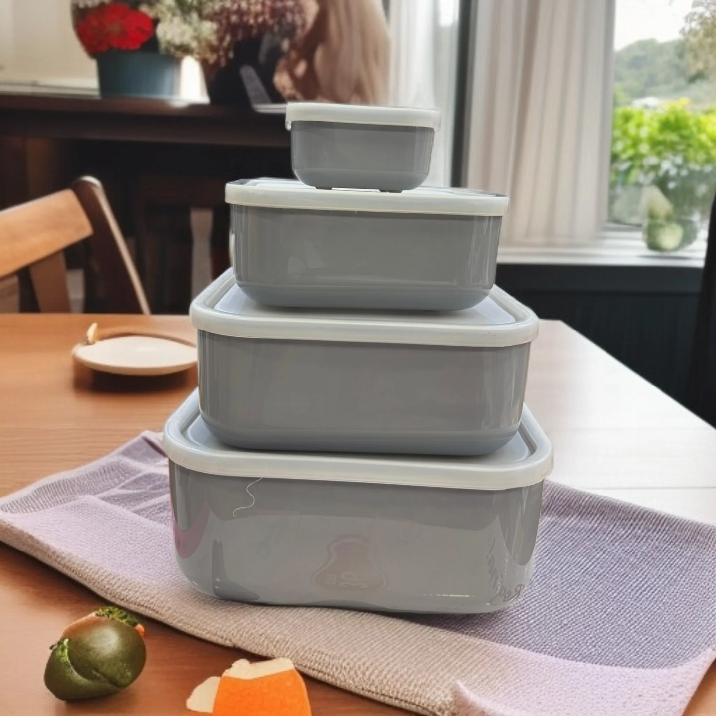 ZIBA Plastic Bowl Set with Airtight Lid 4-Pcs!