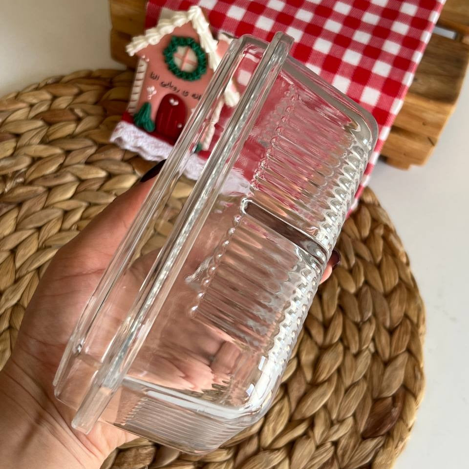 Limon Glass Snack Serving Tray with Acrylic Lid