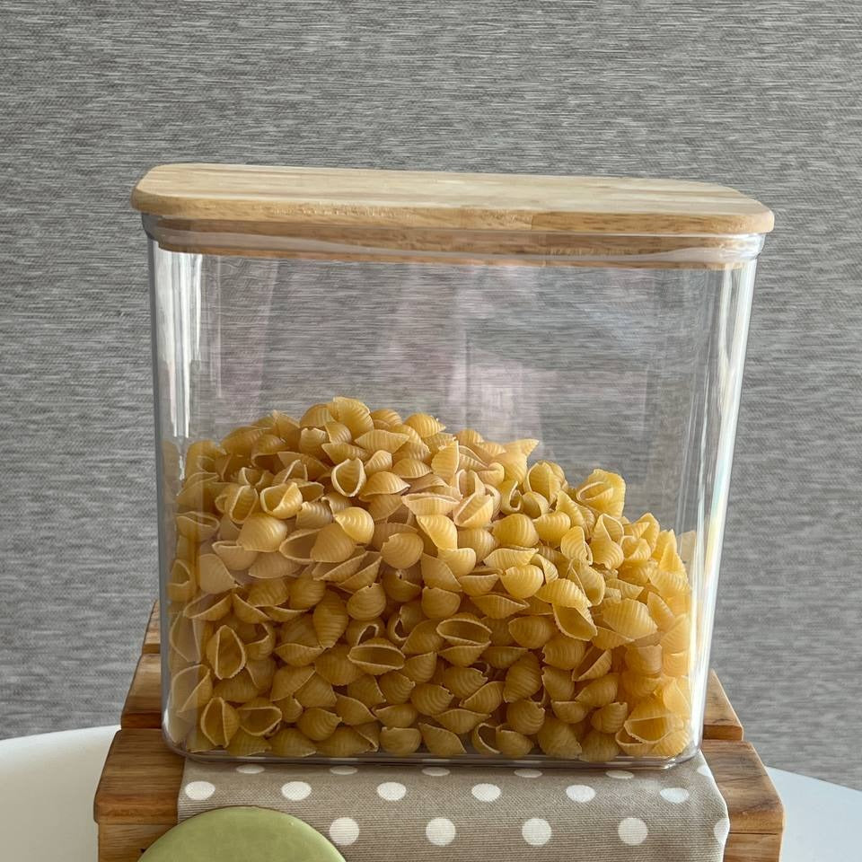 Limon Acrylic Storage Jars with Wooden Lid (Rectangular)