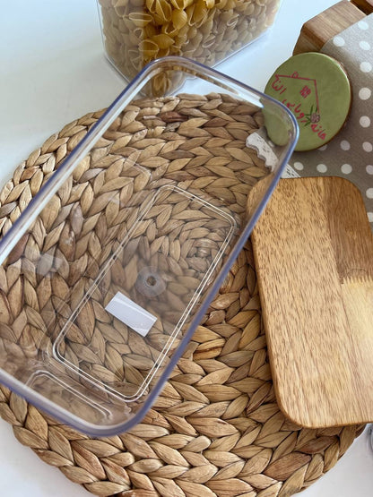 Limon Acrylic Storage Jars with Wooden Lid (Rectangular)