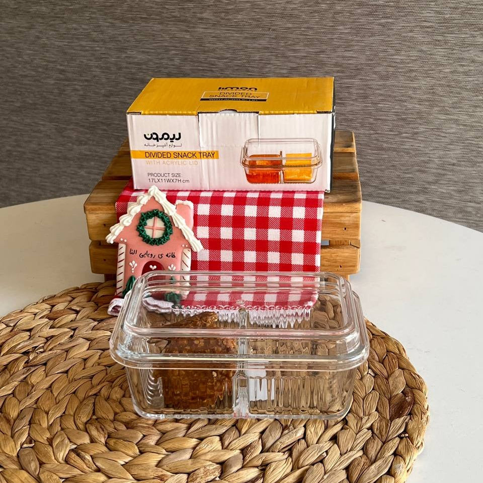 Limon Glass Snack Serving Tray with Acrylic Lid