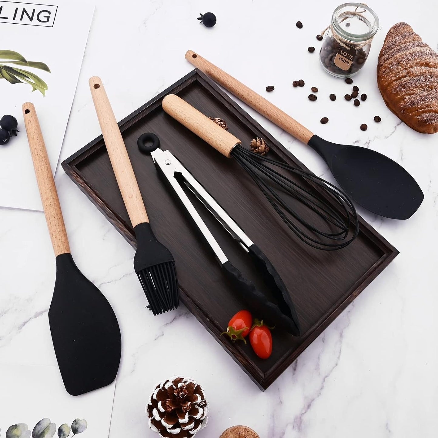Non-Stick Silicon Kitchen Utensils Set 12-Pcs!