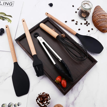 Non-Stick Silicon Kitchen Utensils Set 12-Pcs!