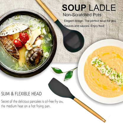 Non-Stick Silicon Kitchen Utensils Set 12-Pcs!