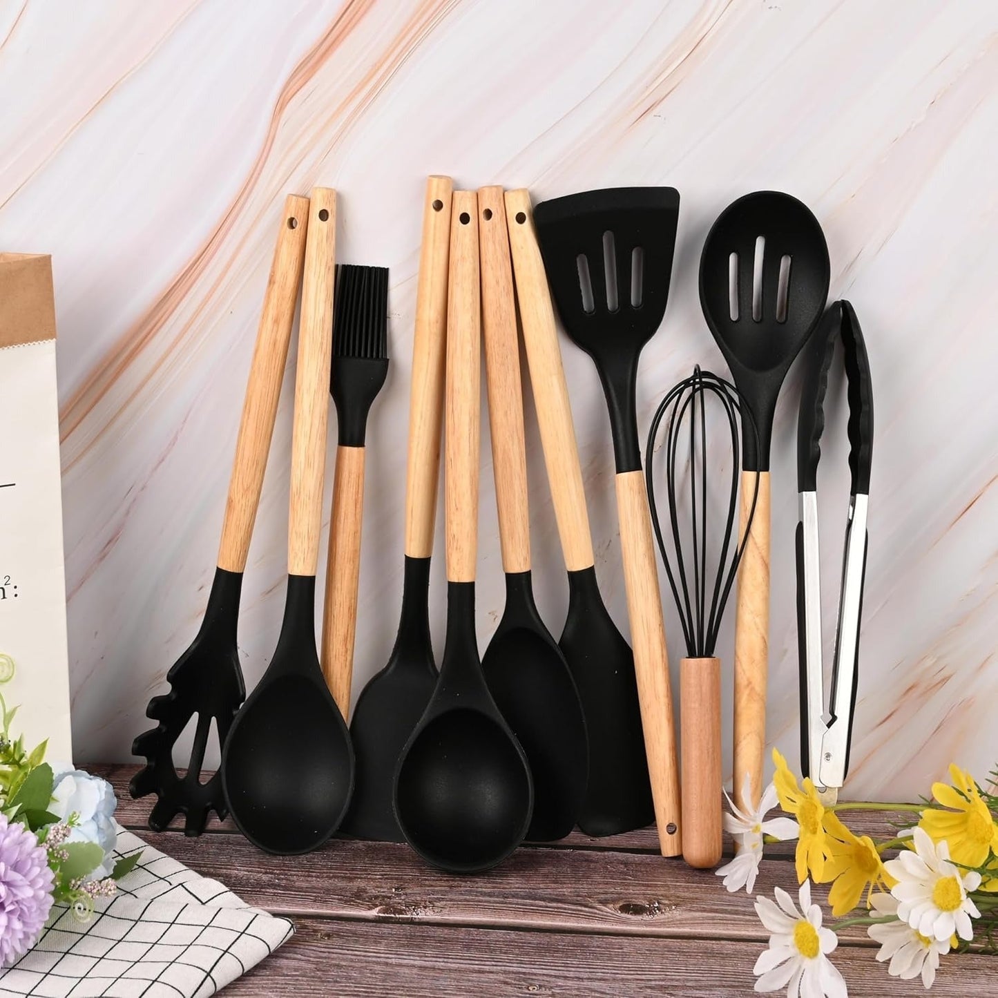 Non-Stick Silicon Kitchen Utensils Set 12-Pcs!