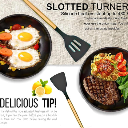 Non-Stick Silicon Kitchen Utensils Set 12-Pcs!