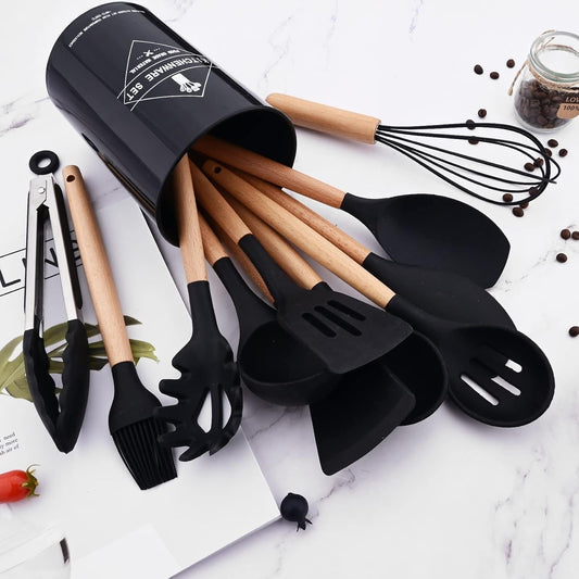 Non-Stick Silicon Kitchen Utensils Set 12-Pcs!