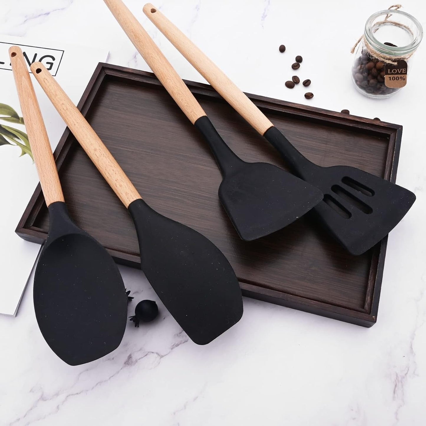 Non-Stick Silicon Kitchen Utensils Set 12-Pcs!