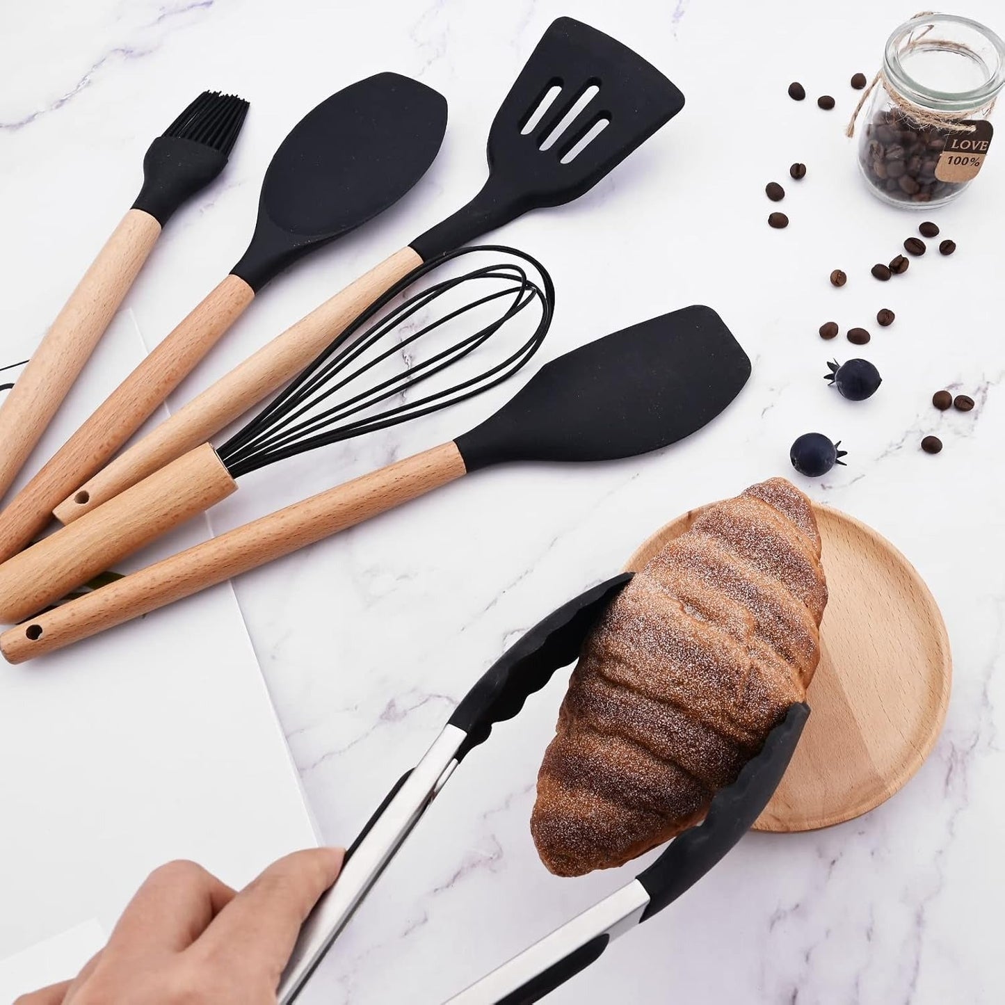 Non-Stick Silicon Kitchen Utensils Set 12-Pcs!