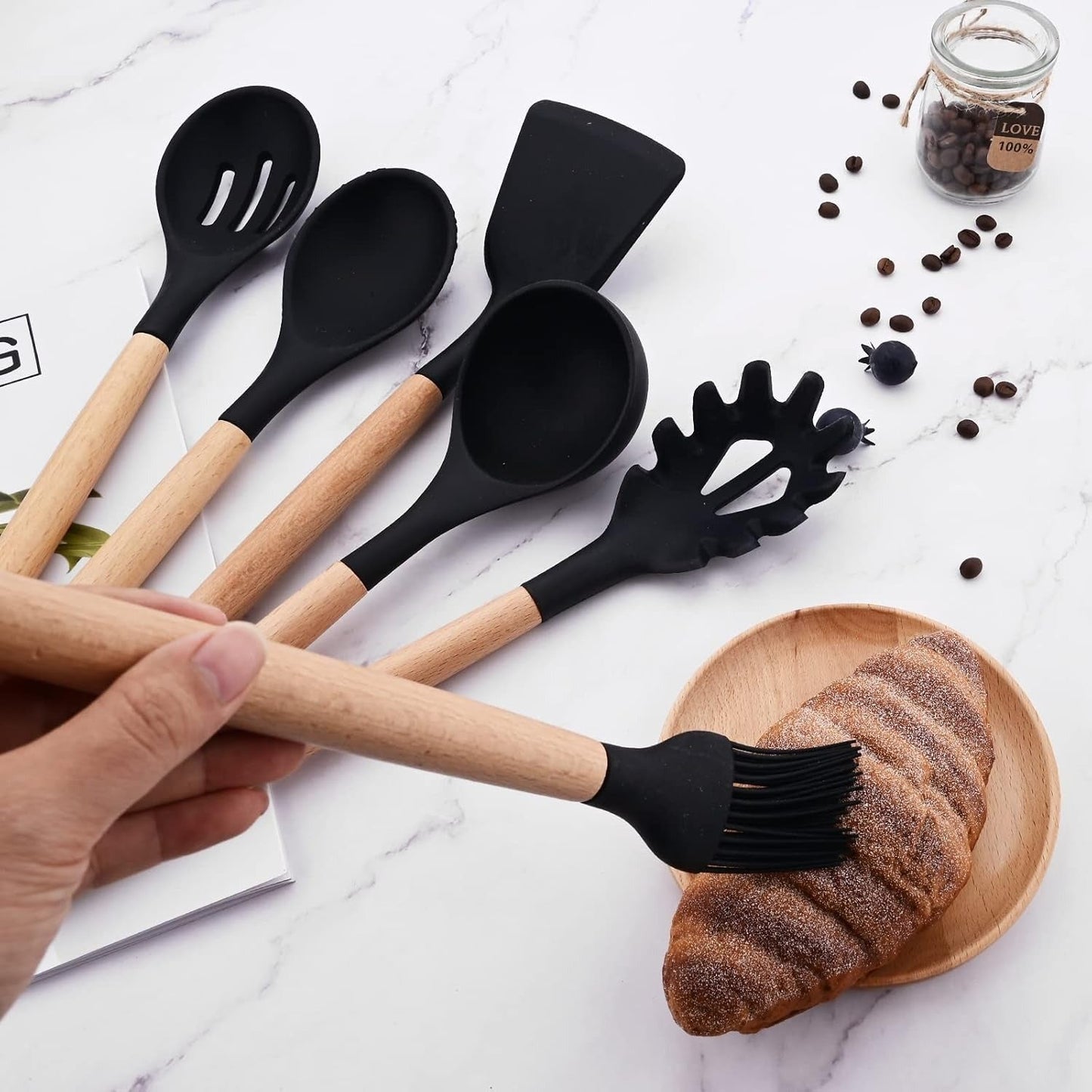 Non-Stick Silicon Kitchen Utensils Set 12-Pcs!