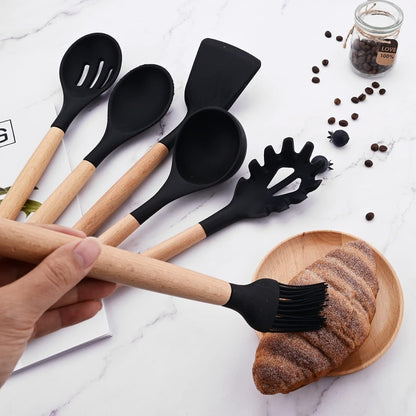 Non-Stick Silicon Kitchen Utensils Set 12-Pcs!