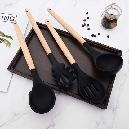 Non-Stick Silicon Kitchen Utensils Set 12-Pcs!