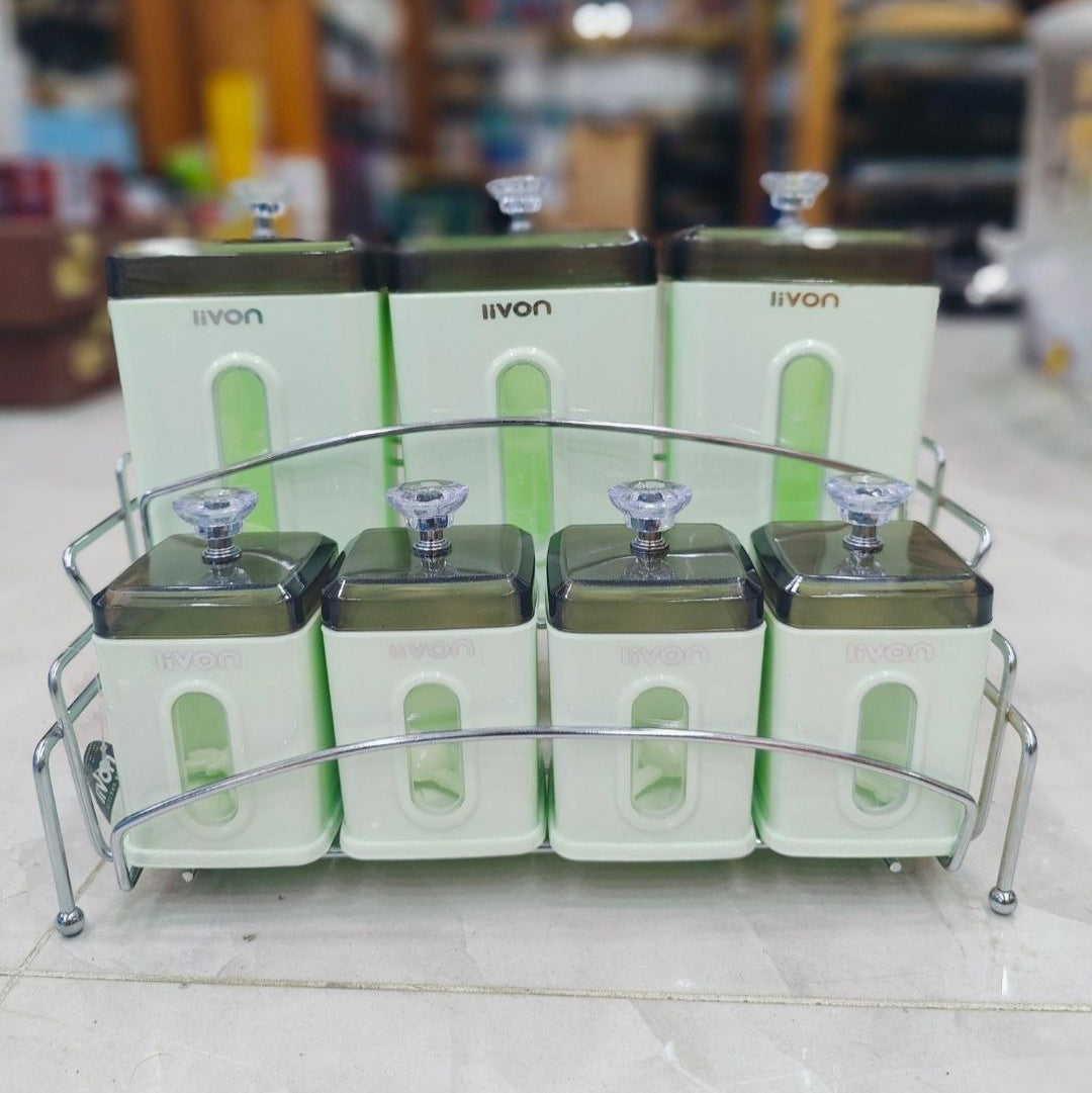 Livon Spice Jar Set 8-Pcs with Steel Stand!