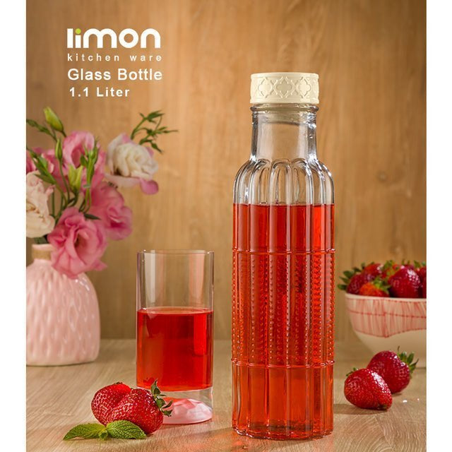 Limon Glass Bottle 1.1 L with Plastic Cap (Sahel)