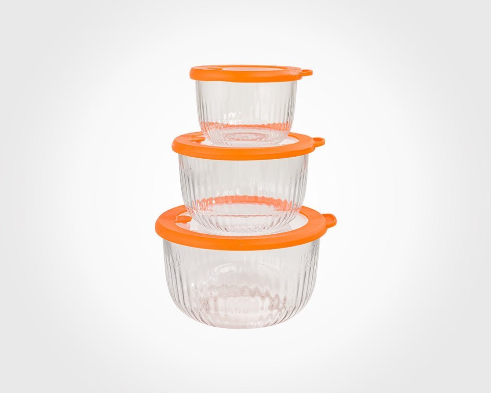 Limon Glass Bowl with Vented Lid 3-Pcs Set