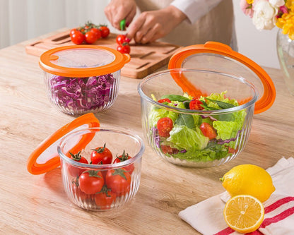 Limon Glass Bowl with Vented Lid 3-Pcs Set