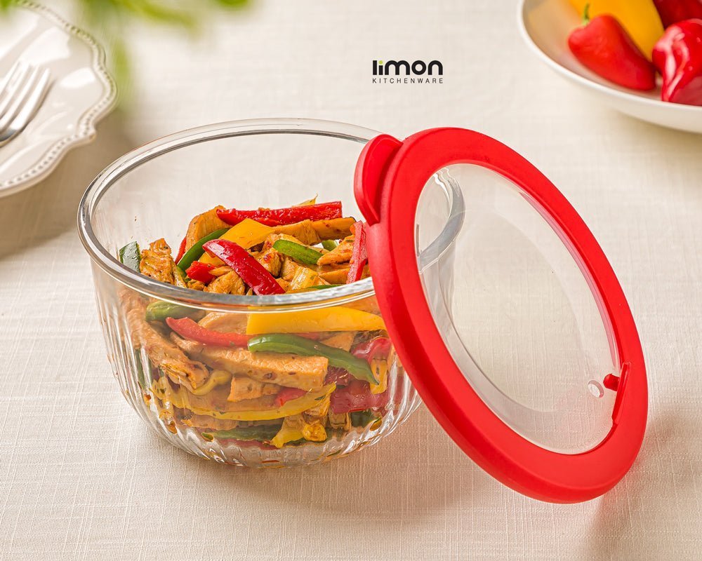 Limon Glass Bowl with Vented Lid 3-Pcs Set