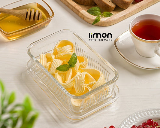 Limon Glass Butter Dish with Acrylic Lid