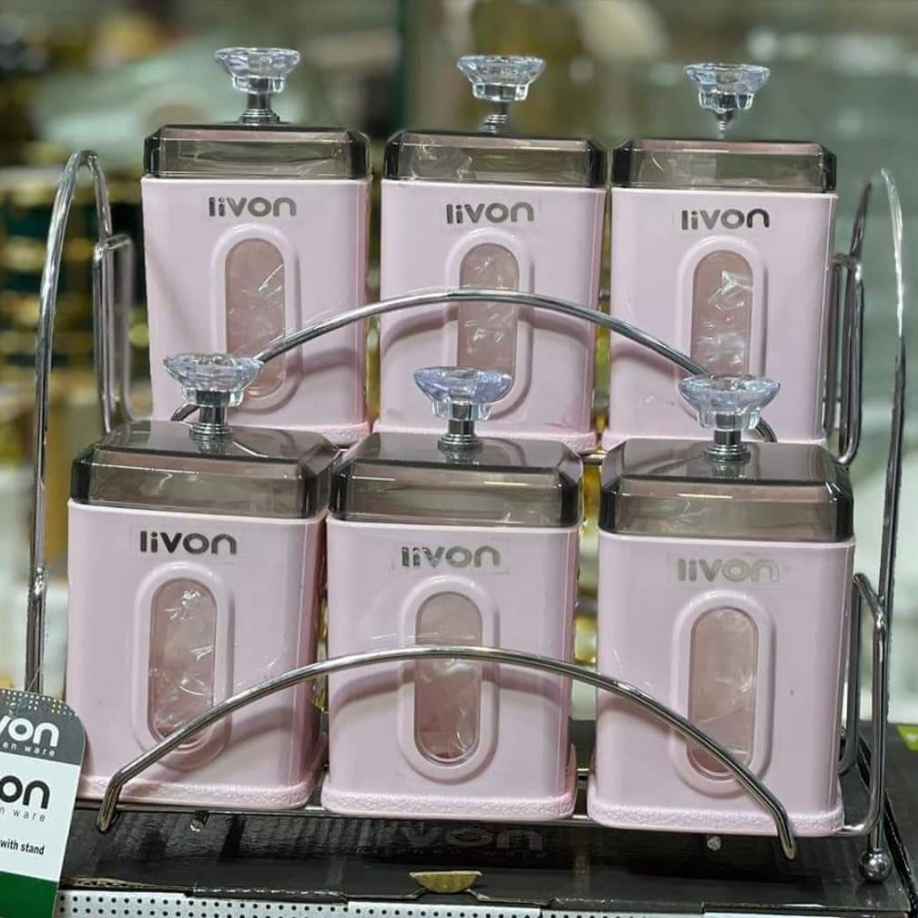 Livon Spice Jar Set 6-Pcs with Steel Stand!