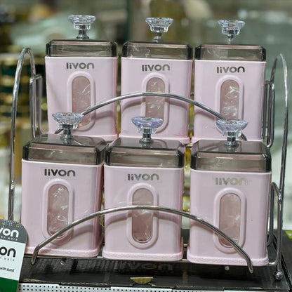 Livon Spice Jar Set 6-Pcs with Steel Stand!