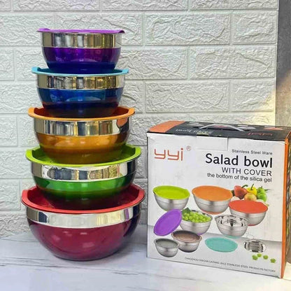 Stainless Steel Salad Bowl Set 5-Pcs!
