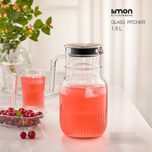 Limon Glass Pitcher & Jug 1.5L (With Steel Cap)!